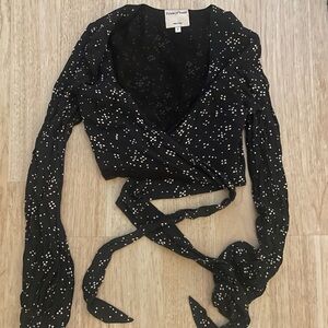 Privacy Please Black Wrap Top